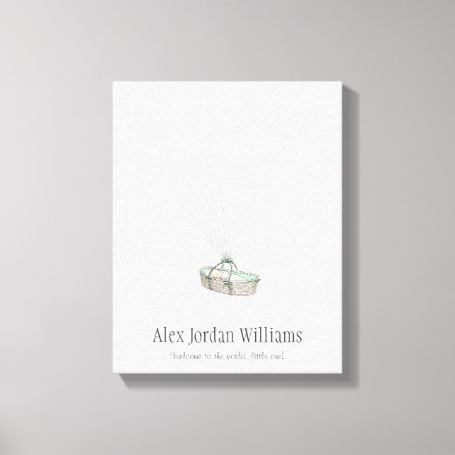 Guestbook med fingeravtrycksbladet nyfödd bebis -  canvastryck (Framsida)