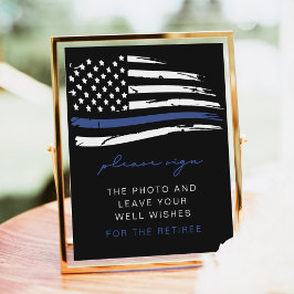 Guestbook med Flagga Retiree Thin Blue Line Poster