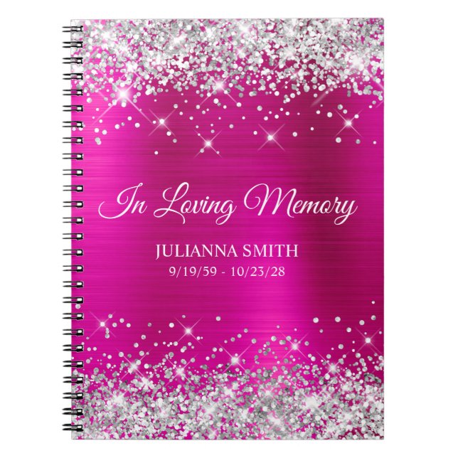 Guestbook med Foil Memorial silver Glitter Anteckningsbok (Framsidan)