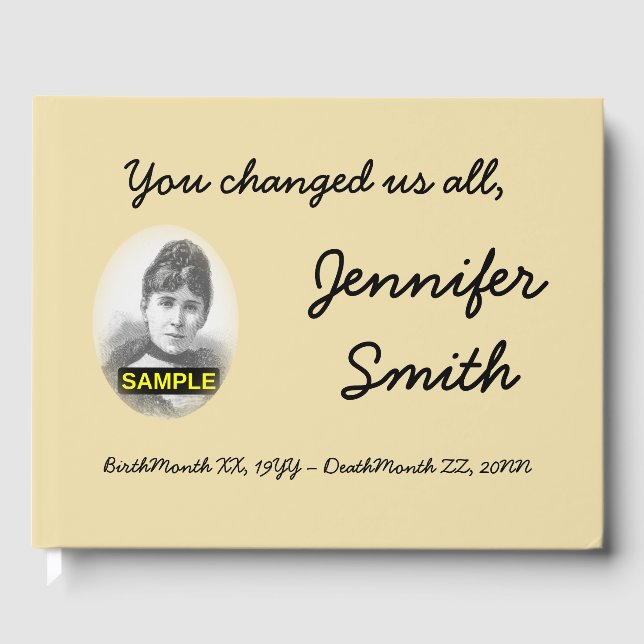 Guestbook med minimala kondoleanser och Personlige Gästböcker (Framsida)