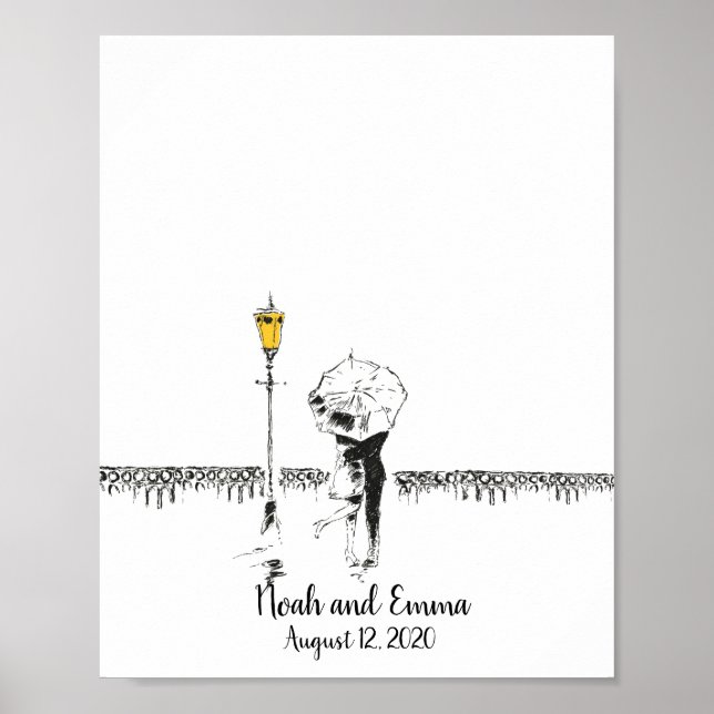 Guestbook med par fingeravtryck i bröllop poster (Framsidan)