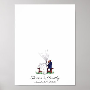 Guestbook med par fingeravtryck i bröllop poster