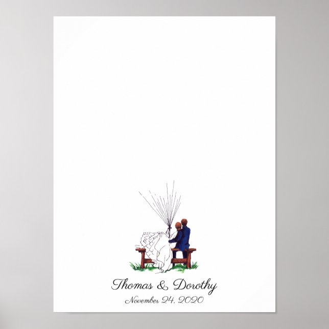 Guestbook med par fingeravtryck i bröllop poster (Framsidan)