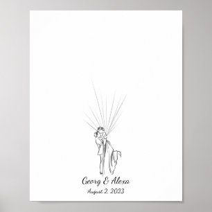 Guestbook med par fingeravtryck i bröllop poster