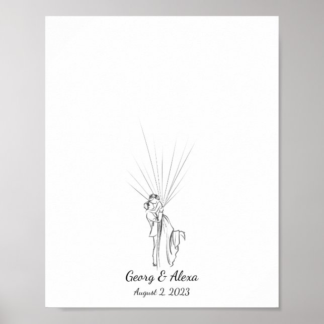 Guestbook med par fingeravtryck i bröllop poster (Framsidan)
