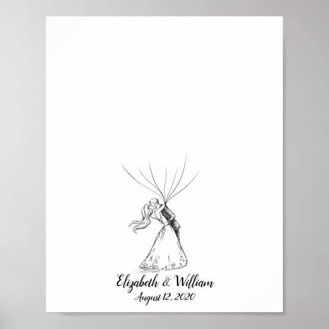 Guestbook med par fingeravtryck i bröllop poster (Framsidan)