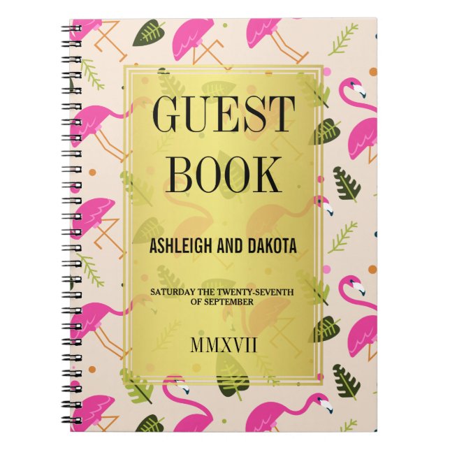 Guestbook | Modern Shock rosa Flamingos Anteckningsbok (Framsidan)