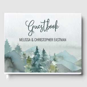 Guestbook Monogram för Bröllop-minne i skogen Gästböcker