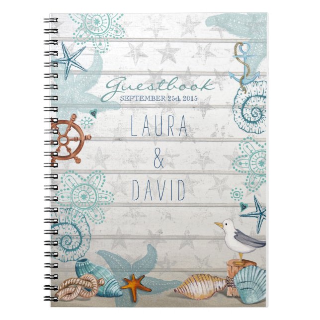 Guestbook Nautical Beach Wedding Anteckningsbok (Framsidan)