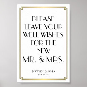 Guestbook nr 4x6, White and Guld Art Deco Gatsby Poster