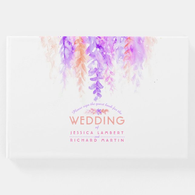 Guestbook orange lila , bröllop gästböcker (Framsida)