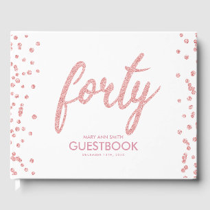 Guestbook Ro Guld "40" Birthday Glitter Gästböcker