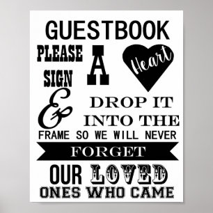 Guestbook Sign Please sign a heart wedding table Poster