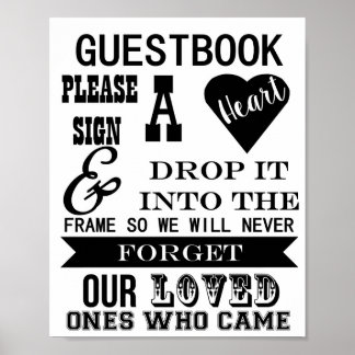 Guestbook Sign Please sign a heart wedding table Poster