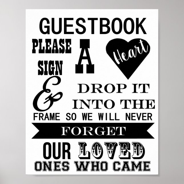Guestbook Sign Please sign a heart wedding table Poster (Framsidan)