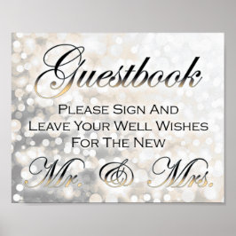 Guestbook-signalen Black och Guld Bröllop Poster
