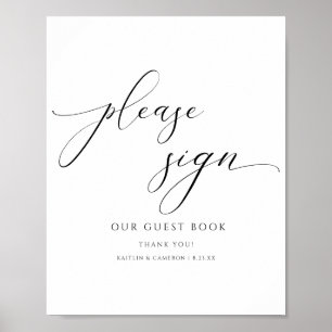 Guestbook-signatur för Elegant Porträtt Bröllop Poster