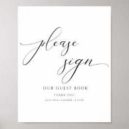 Guestbook-signatur för Elegant Porträtt Bröllop Poster
