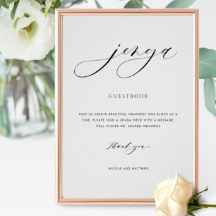 Guestbook-signatur för Elegant-skript Bröllop Jeng Poster