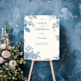 Guestbook-signatur för fransk av blått Blommigt Br Poster