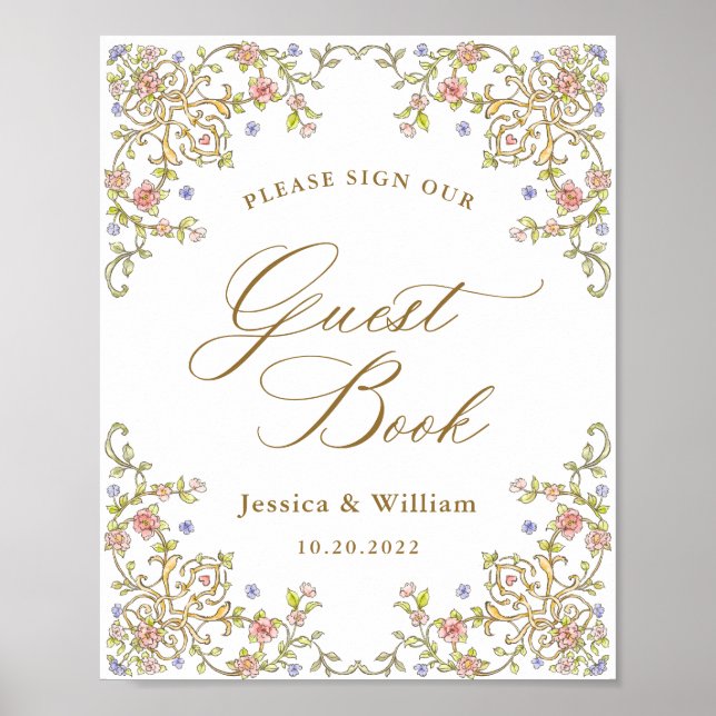 Guestbook-signatur för Ornate Victorian Grace Blom Poster (Framsidan)