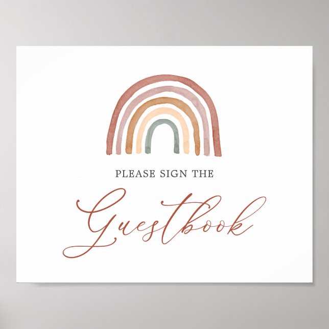 Guestbook-signatur för regnbåge, babyvisningsprogr poster (Framsidan)