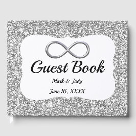 Guestbook silver Glitter Infinity Bröllop Gästböcker