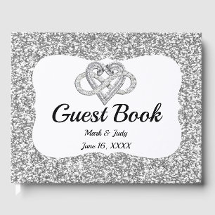 Guestbook silver Glitter Infinity Heart Bröllop Gästböcker
