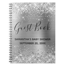 Guestbook Silver Glitter och Foil Baby Shower