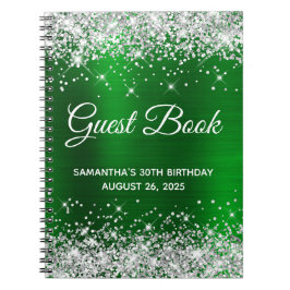 Guestbook silver Grönt Foil 30års födelsedag Anteckningsbok