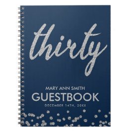 Guestbook Silver marin 30 dagar Glitter Anteckningsbok