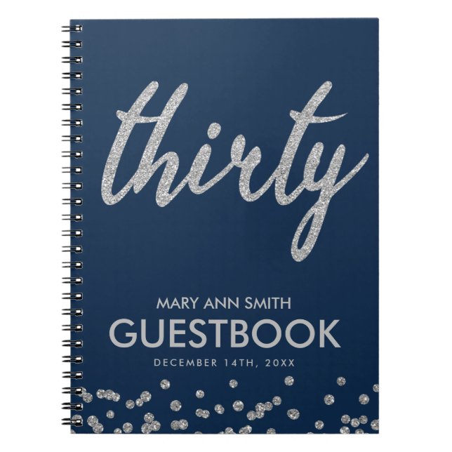 Guestbook Silver marin 30 dagar Glitter Anteckningsbok (Framsidan)