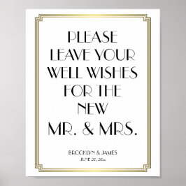 Guestbook-skylt 8 x 10, White and Guld Art Deco Ga Poster