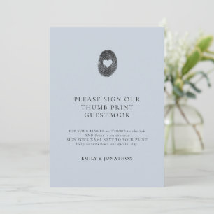 Guestbook-skyltkort för Dusty Blue Thumbprint Inbjudningar