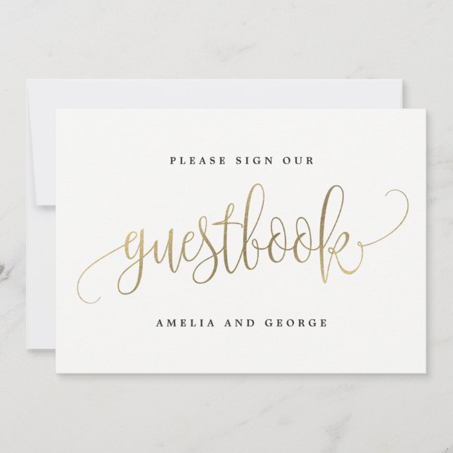 Guestbook-tecken - Fin calligrafi Inbjudningar (Framsida)