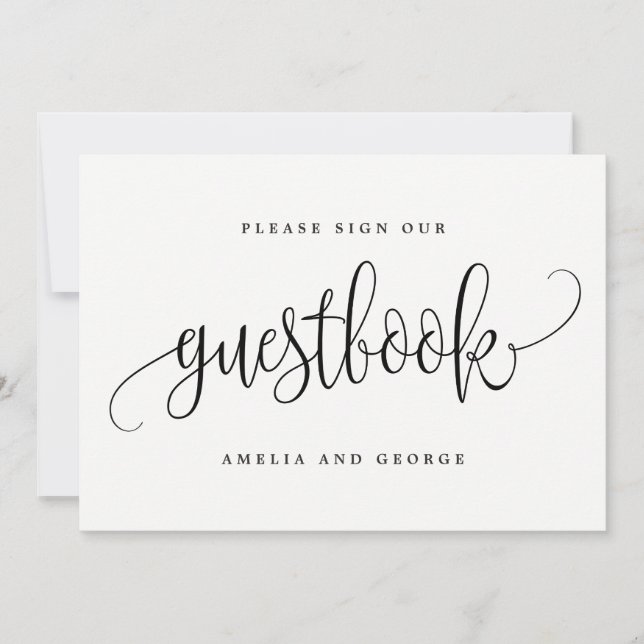 Guestbook-tecken - Fin calligrafi Inbjudningar (Framsida)