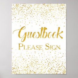 Guestbook-tecken för Faux Guld Glitter Confetti Br Poster