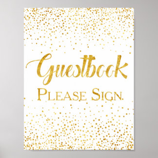 Guestbook-tecken för Faux Guld Glitter Confetti Br Poster