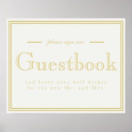 Guestbook-tecken för guld Modern Art Deco Poster