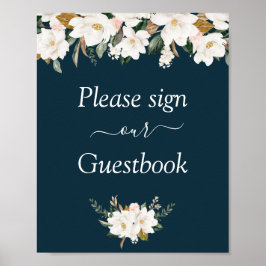 Guestbook-tecken för magnolia blommigt bröllop poster