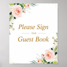 Guestbook-tecken för rosa blommigt bröllop