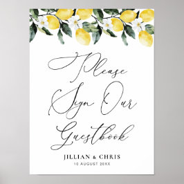 Guestbook-tecken i Blommigten Modern Greenery Lemo Poster