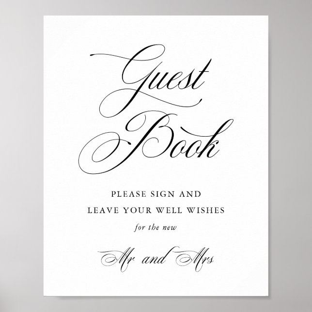 Guestbook-tecken med klassiskt skript i elegant br poster (Framsidan)