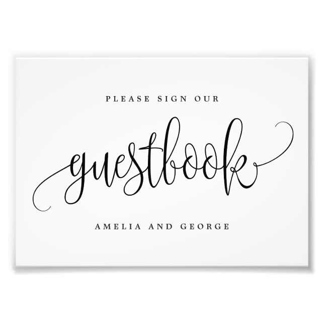 Guestbook-tecken Välj din Storleka snygga kalligra Fototryck (Framsidan)