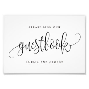 Guestbook-tecken Välj din Storleka snygga kalligra Fototryck