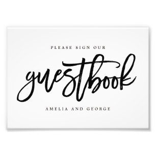 Guestbook-tecken Välj Storlek brushöjd Fototryck