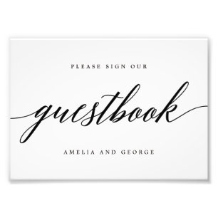 Guestbook-tecken Välj Storlekt modernt skript Fototryck