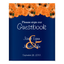 Guestbook-tecknet vacker Orange Ro/marinblått