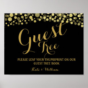 Guestbook Träd SIGN guld och BLACK Poster