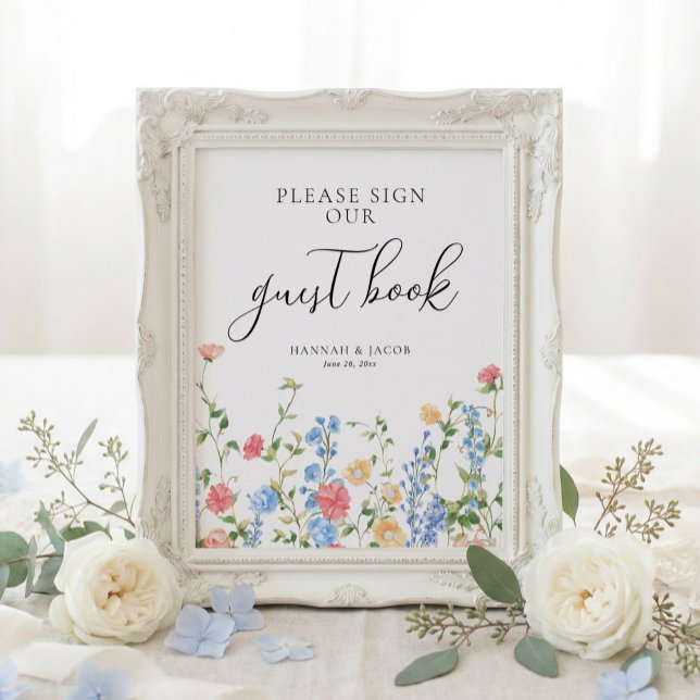 Guestbook Wildflower Wedding Sign Poster (Skapare uppladdad)